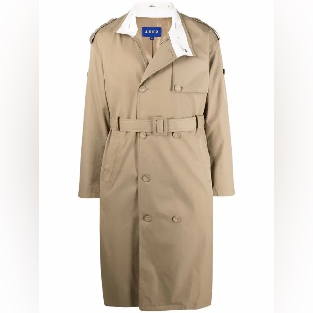 Ader Error Distressed Tan Trench Coat Jacket